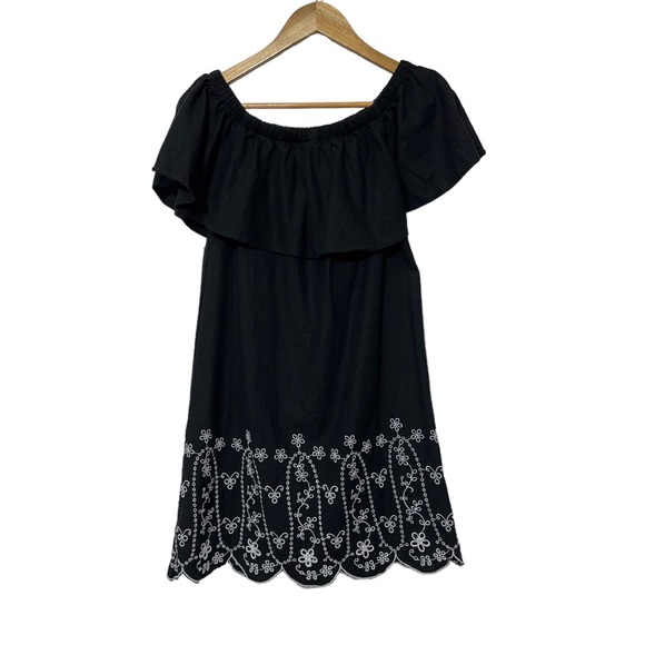 Old Navy Linen Bld Embroidered Eyelet Floral Off Shoulder Dress XS - Picture 1 of 5
